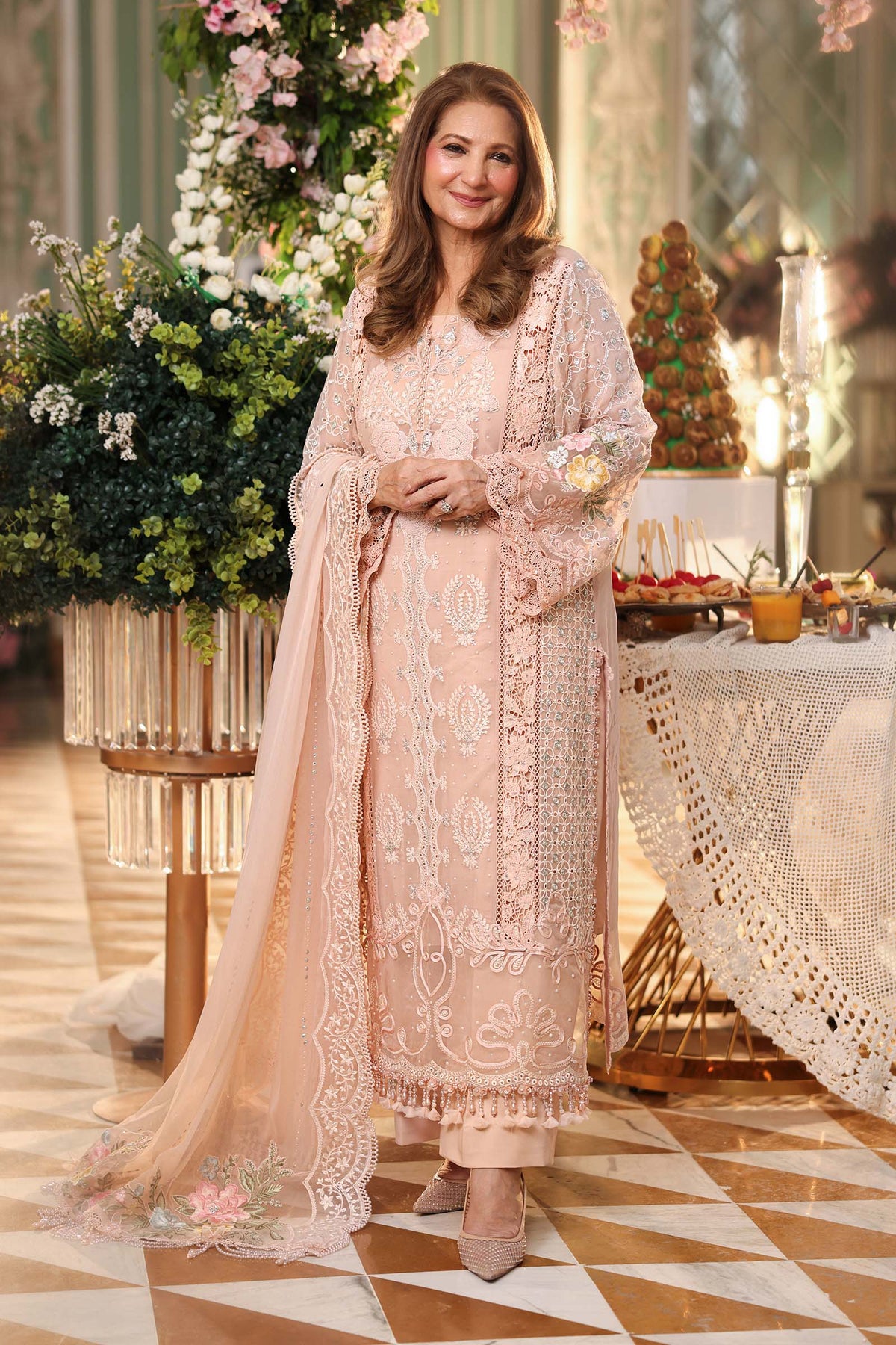 MARIA.B CHIFFON LUXURY 3PC STITCHED BABY PINK