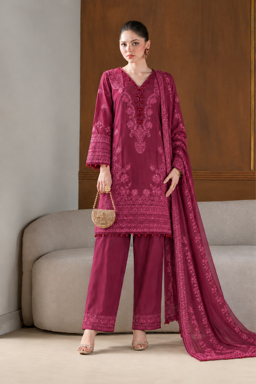 PURE TASSEL SILK 3PC MAROON