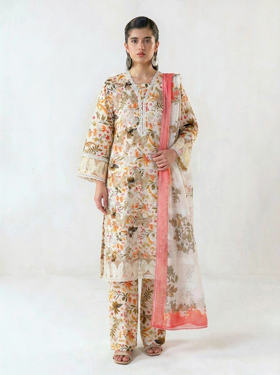 MARIA.B BUTTERFLY PRINT OFF WHITE COLOR RTW 3-PC